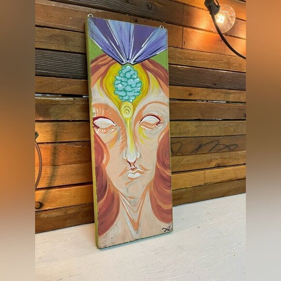 Original Peneal  Painting Acrylic On Board 14”x 5.5” - Picture 2 of 5